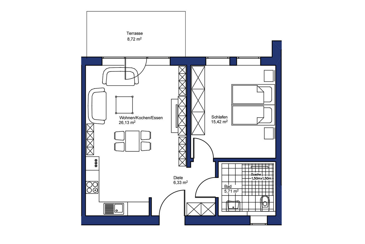 Grundriss Wohnung 1
