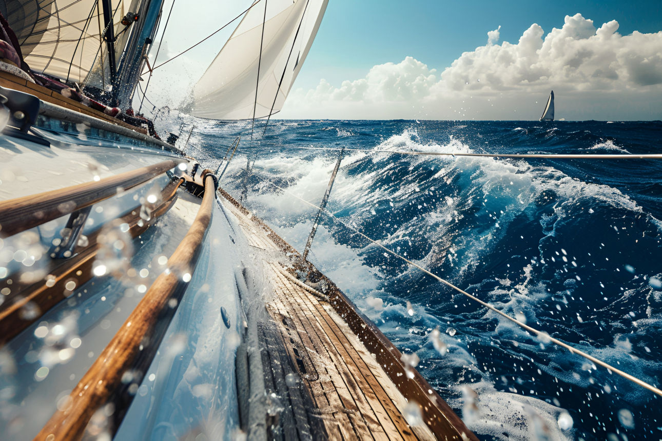Segelboot im rauen Gewässer