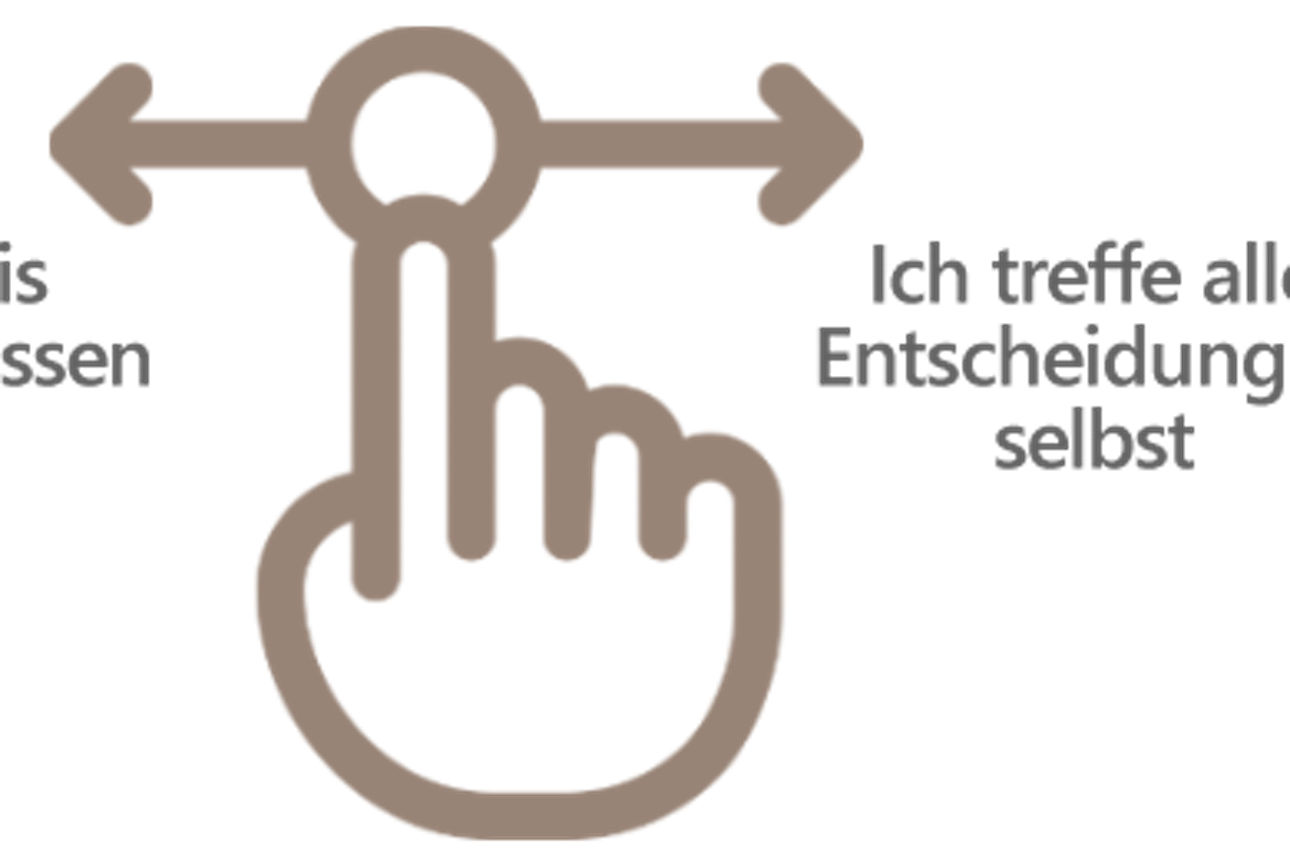 Piktogramm einer Hand dessen Zeigefinger einen Schiebregler bedient.