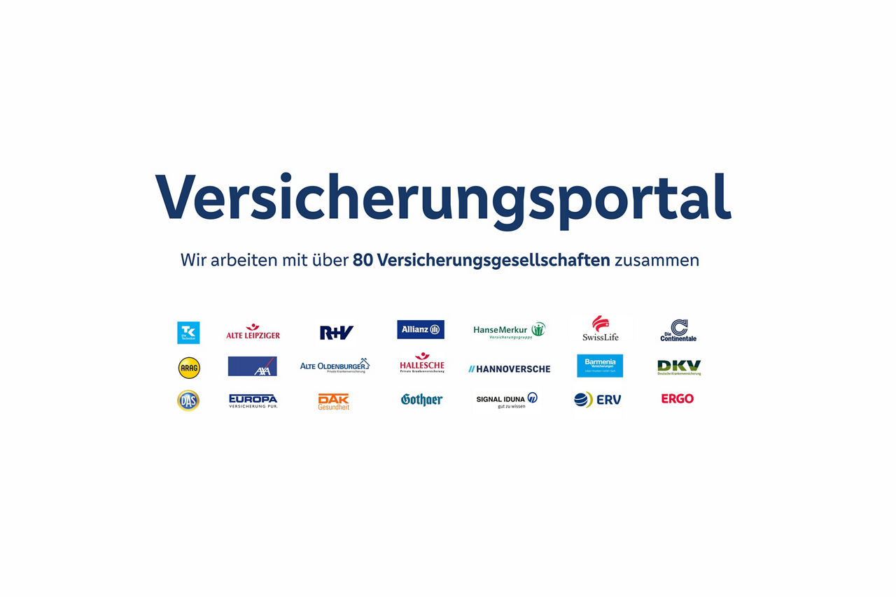 Versicherungsportel mit Auflistung einiger Logos von Versicherungspartnern