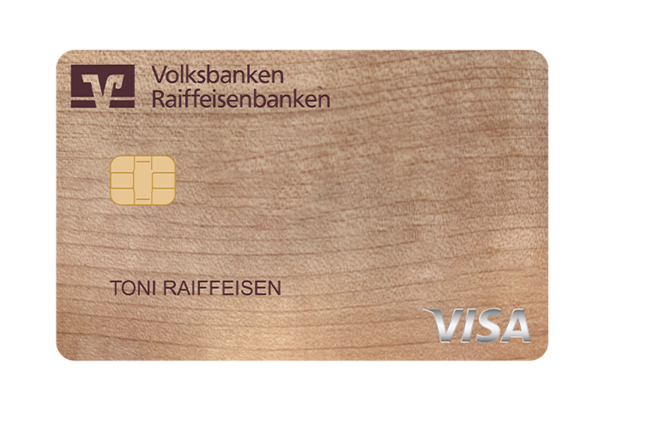 Kreditkarte aus Holz der VR Bank Main-Kinzig-Büdingen eG