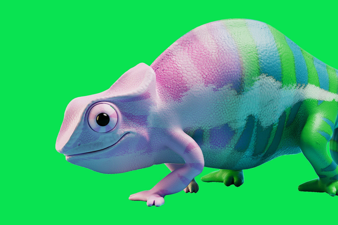 Chamäleon mit hellgrünem Hintergrund