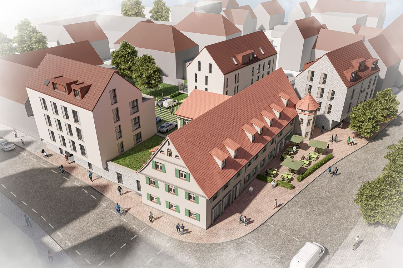 Luftaufnahme Hirsch-Areal - Entwurf