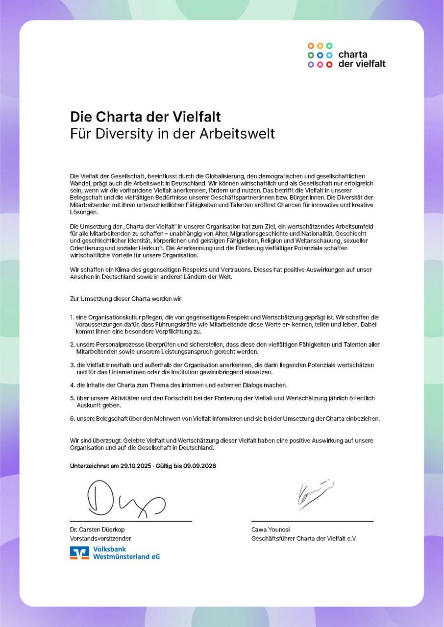 Charta-Urkunde Vielfalt