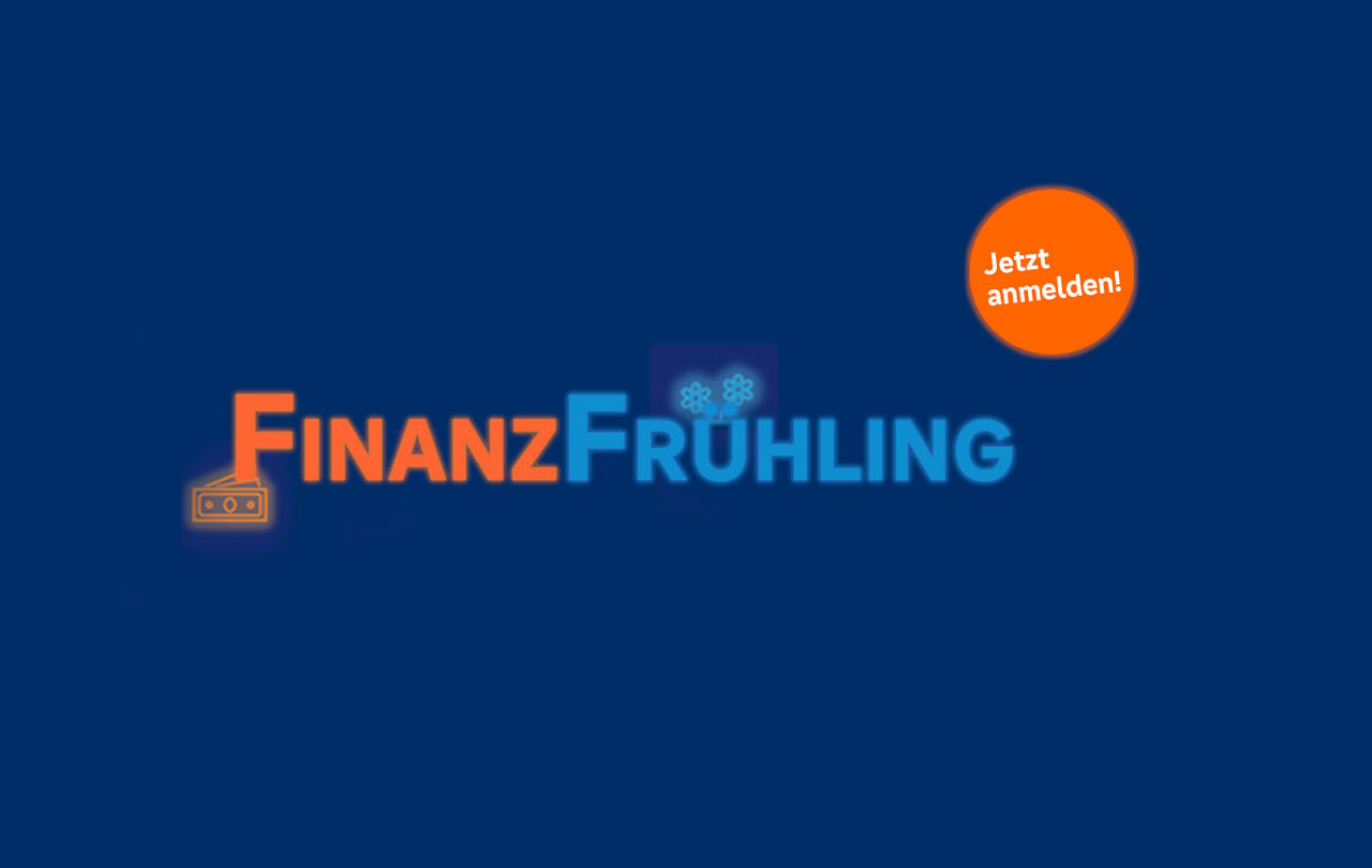 FinanzFrühling Logo auf Dunkel blauem Hintergund