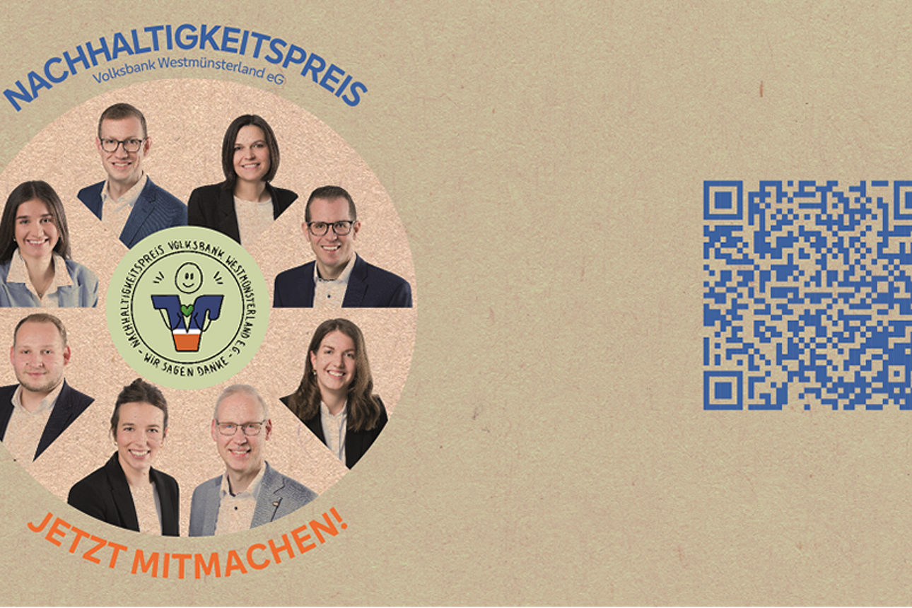 Werbebanner zum Nachhaltigkeitspreis Volksbank Westmünsterland eG