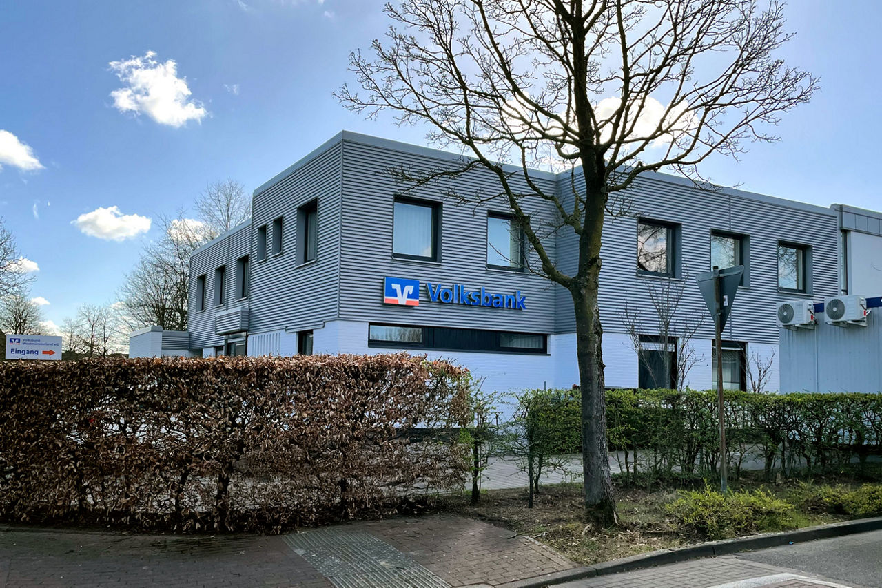 Straßenansicht auf Übergangsfiliale in Stadtlohn