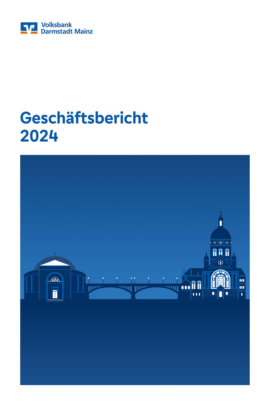 Titelblatt des Geschäftsberichts 2024 der Volksbank Darmstadt Mainz eG