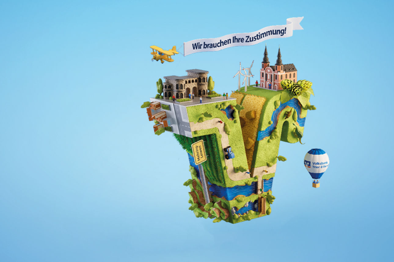 Keyvisual zur Fusion Volksbank Trier Eifel und Raiffeisenbank Mehring-Leiwen