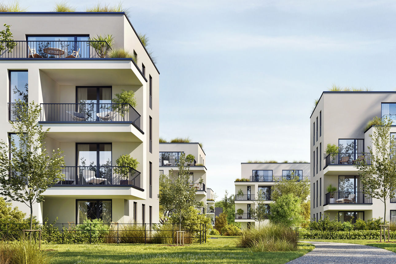 Modern residential buildings. Low-energy houses