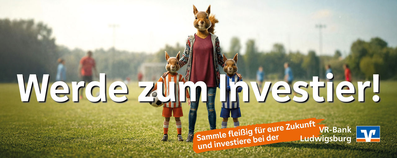 Werde zum Investier! Eichhörnchen Familie auf dem Sportplatz