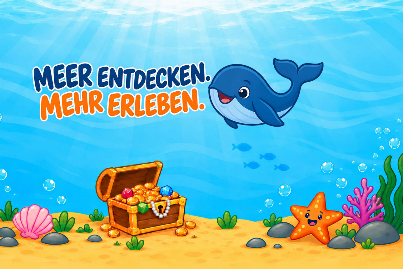 Wal im Meer mit Schatz