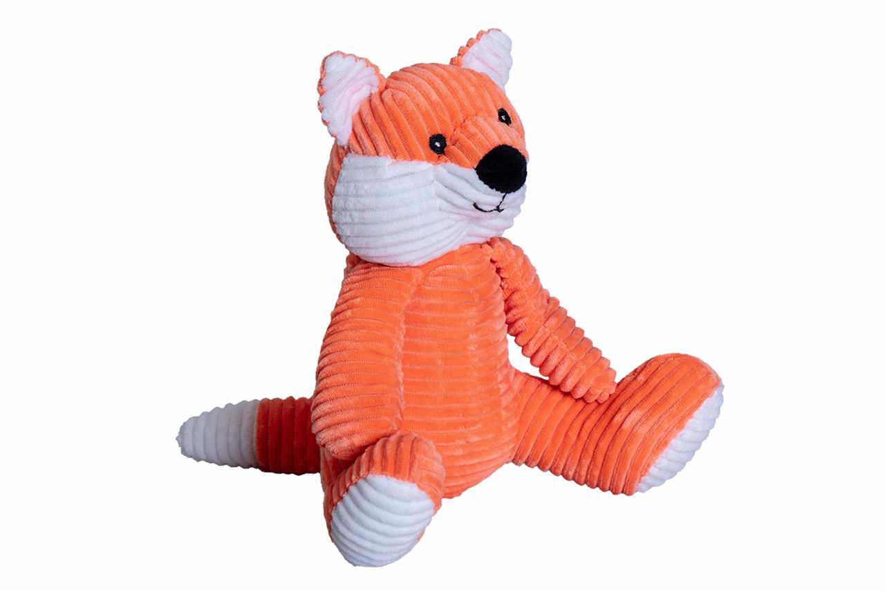 Plüschfuchs Finn aus Cord in orange/weiß
