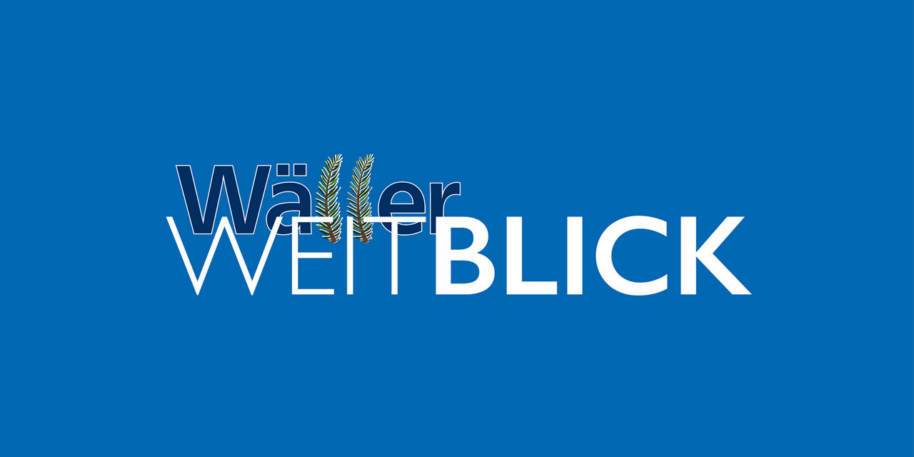 Titel "Wäller Weitblick" auf blauem Hintergrund.