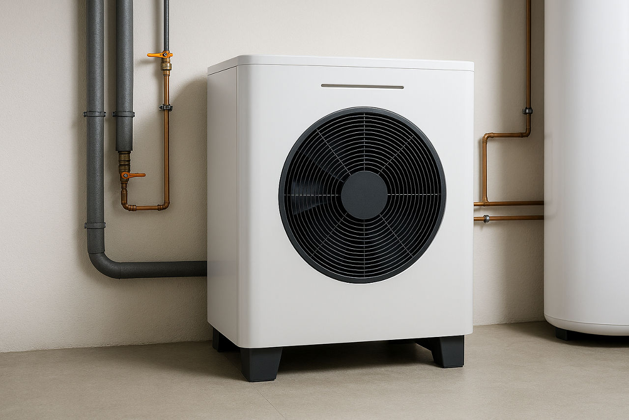 Wärmepumpe in einem Technikraum 