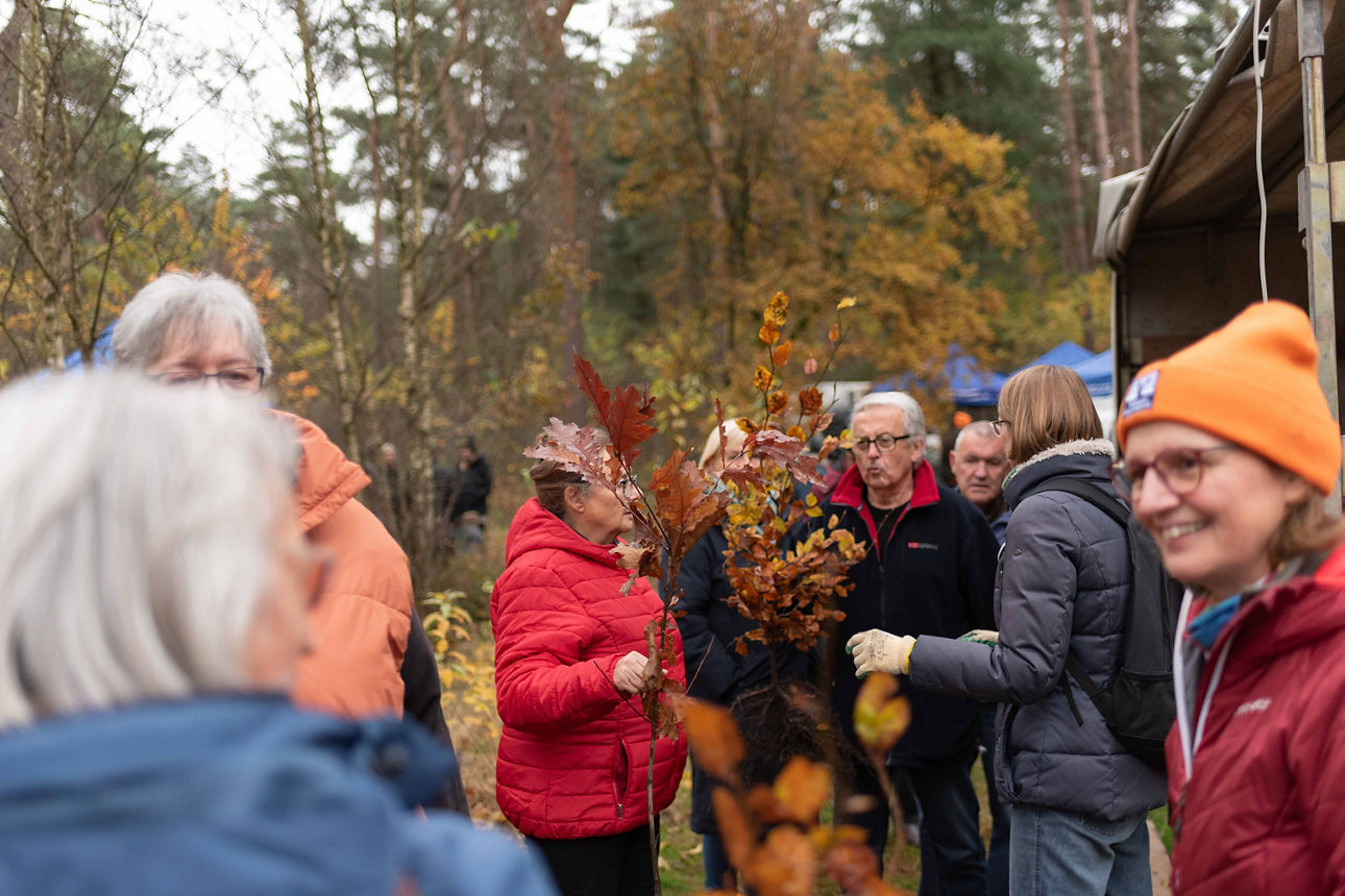 Menschen im Volksbank-Wald.