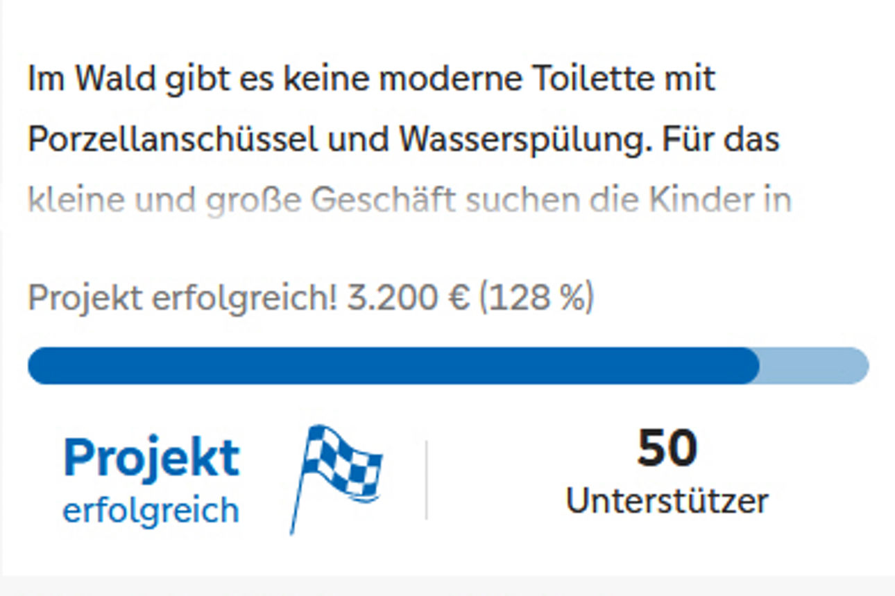 Geizeigt ist das erfolgreich finanzierte Projekt zum Crowdfunding der Bio-Waldtoilette für die Kita in Stephanshausen