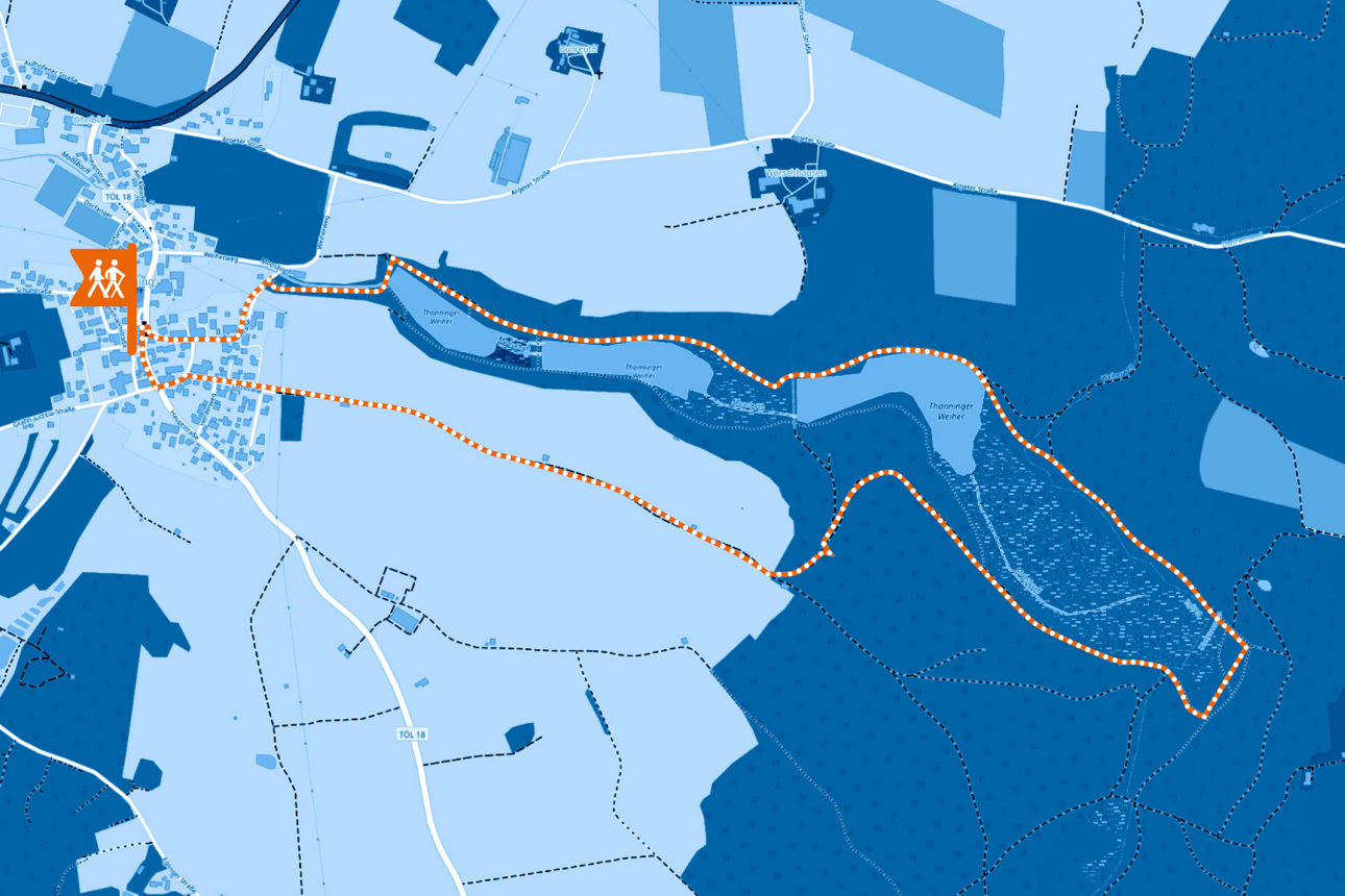 Wanderung Karte: Spaziergang zum Thanninger Weiher