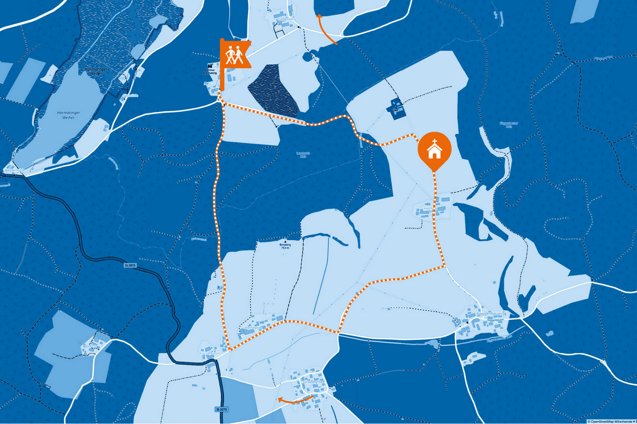 Wanderung Karte: Winterspaziergang bei Harmating