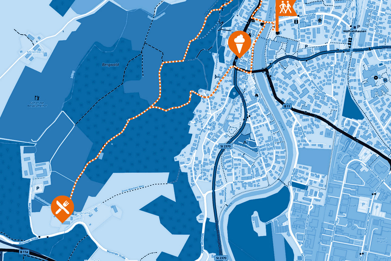 Wanderung Karte Spaziergang am Wolfratshausener Bergwald