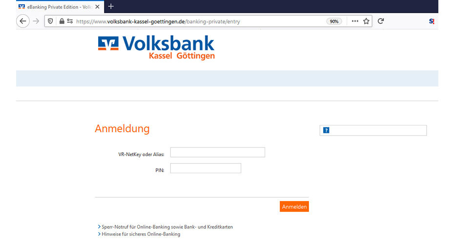 Login ins bisherige Banking