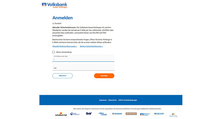 Login ins neue OnlineBanking