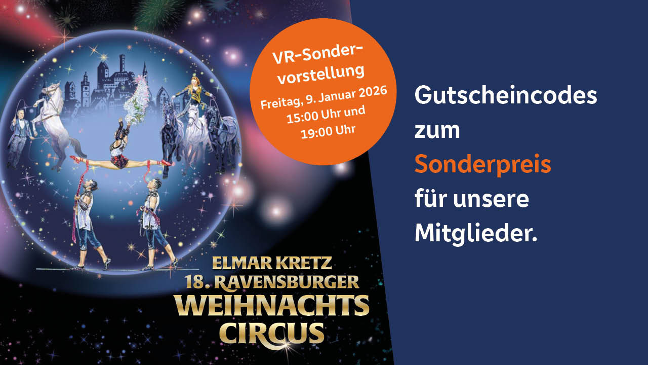 weihnachtliches Zirkusmotiv mit Menschen und Pferden in der Manege