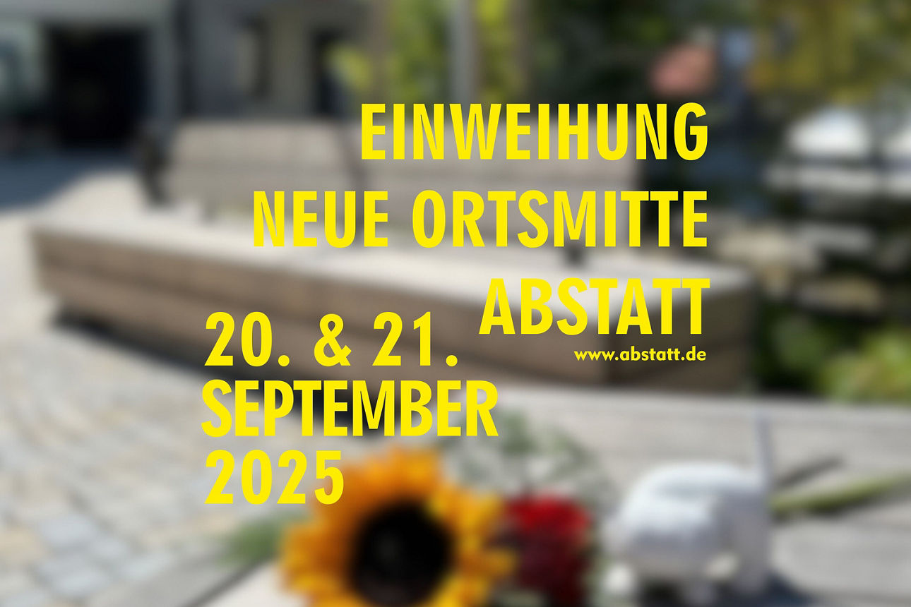 Im Vordergrund eine Sonnenblume und eine Abstatter Katze, im Hintergrund eine Sitzbank