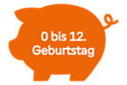 Es trägt die Aufschrift "0 bis 12. Geburtstag"