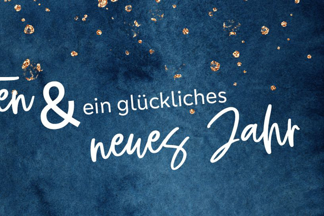 Blauer Hintergrund mit weißer Schrift