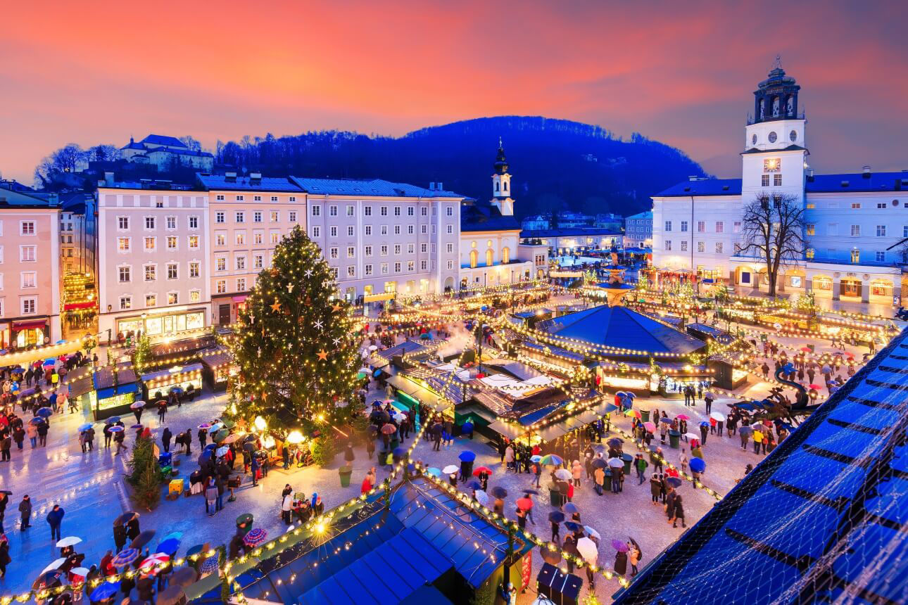 Aufnahme vom Weihnachtsmarkt in Salzburg