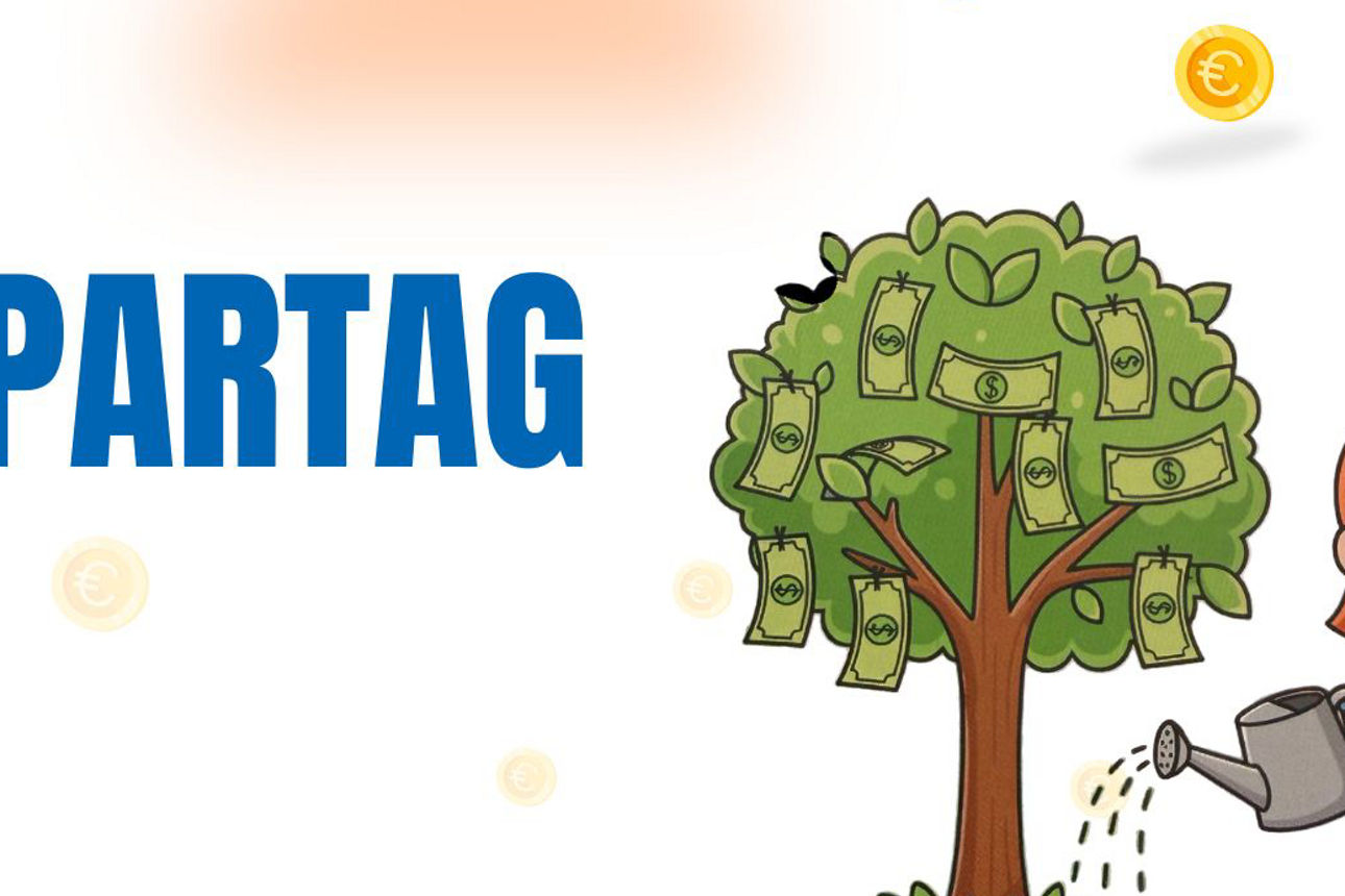 Grafik zum Weltspartag mit einem Mädchen, das mit einer Gießkanne einen Geldschein-Baum gießt.