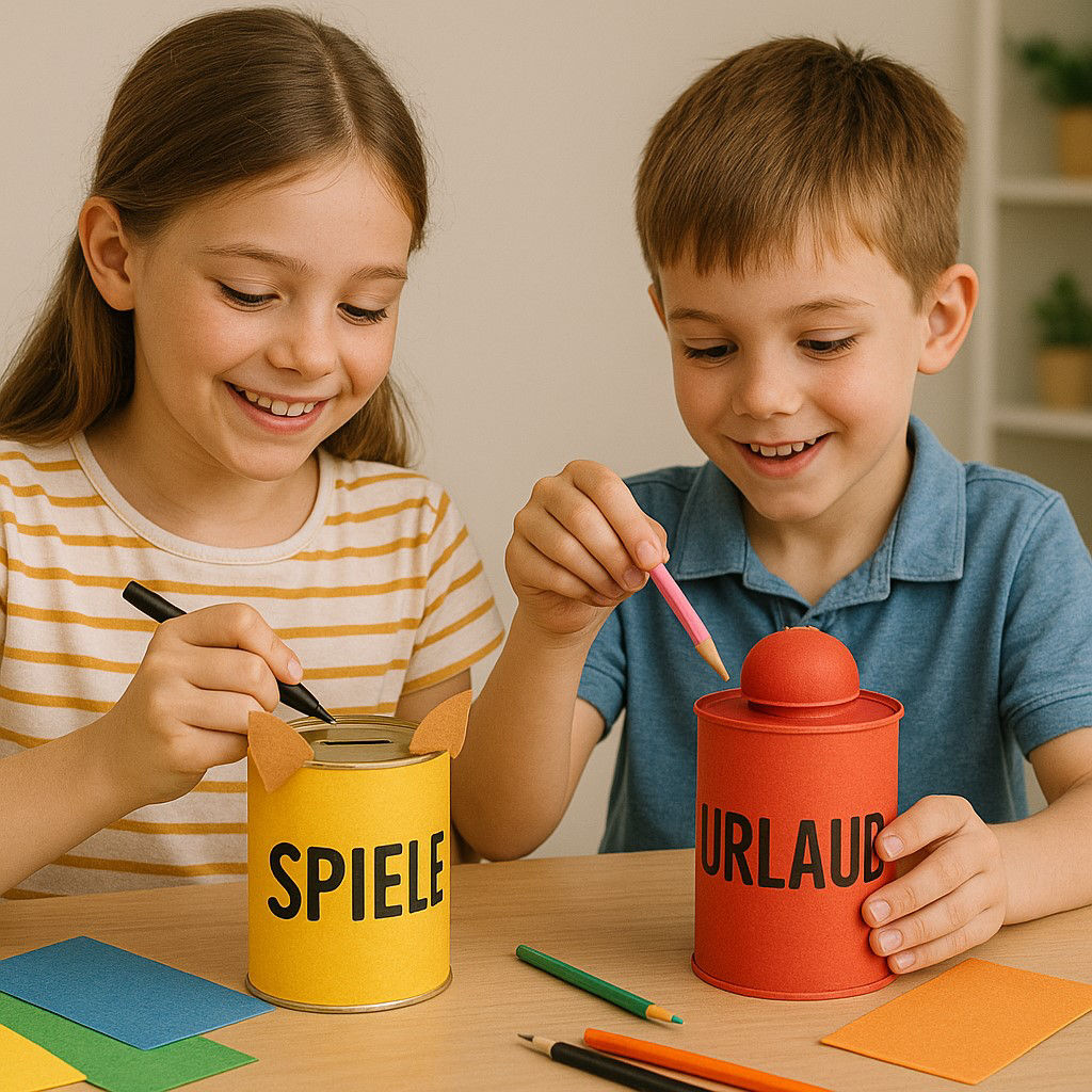 Kinder basteln kreative Spardosen