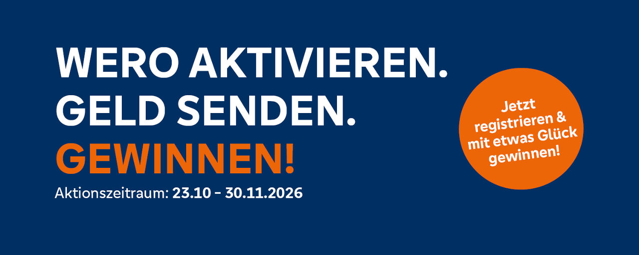 Wero aktivieren. Geld senden. Gewinnen! Slogan für unsere Kampagne