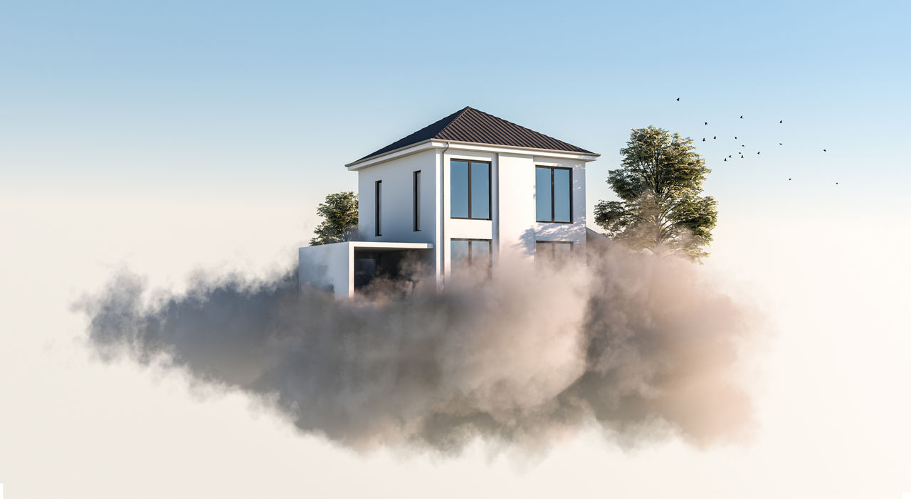 Finanzierung und Hauskauf - Einfamilienhaus in den Wolken