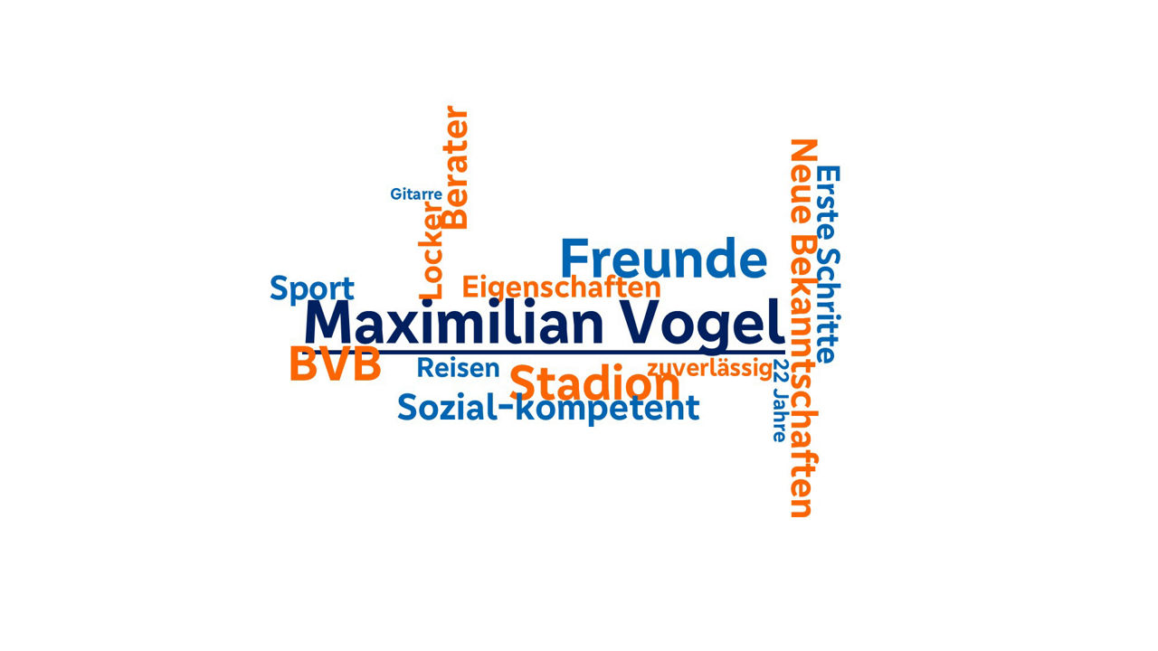 Bild mit vielen Wörtern die Maximilian beschreiben