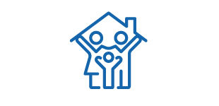 Illustration einer Familie vor einem Haus.
