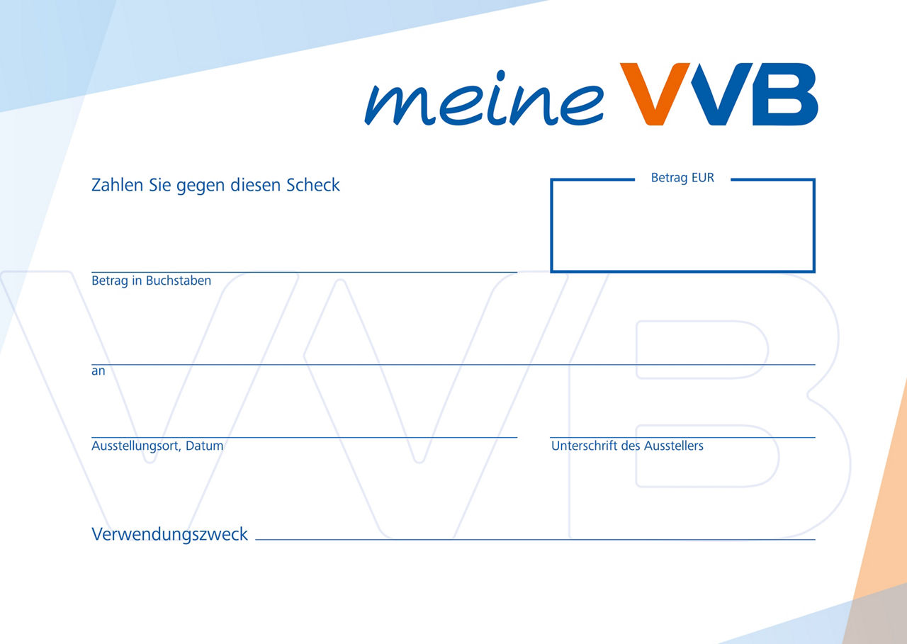 Spendenscheck mit meine VVB Logo