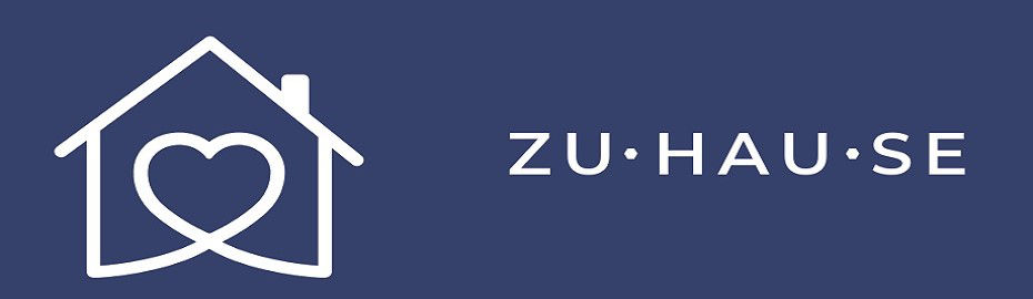 Ein Logo mit einem Haus und einem Herz, daneben steht das Wort "ZU-HAU-SE".