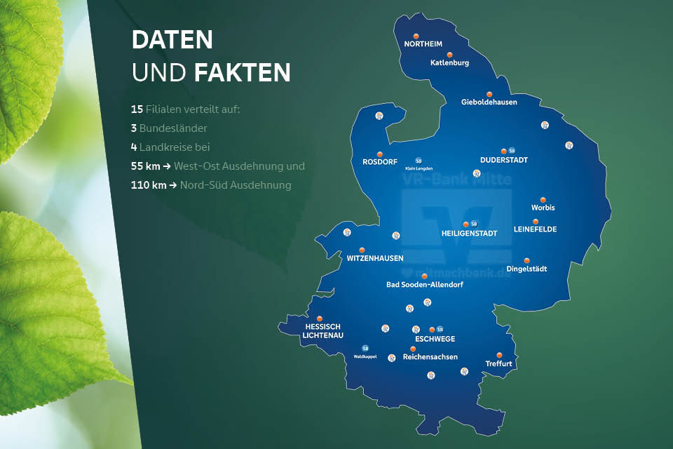 Grafiesche Darstellung Geschäftsgebiet der VR-Bank Mitte