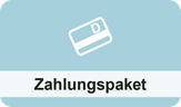 Hellblaues Bild mit einem Karten-Icon und einem Text "Zahlungspaket"