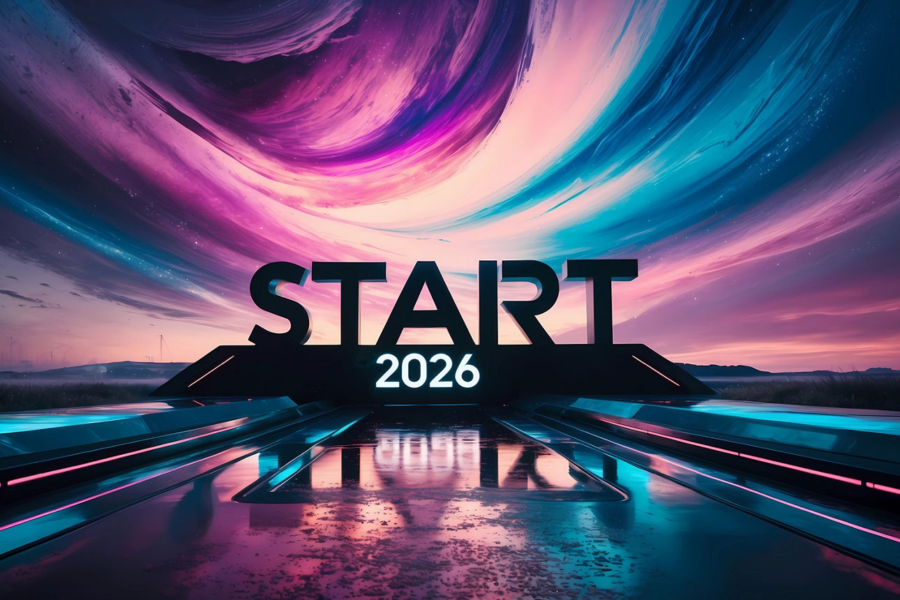 Start 2026 als Buchstaben dargestellt