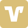 Weißes, stilisiertes V auf goldfarbenem Hintergrund als Logo.