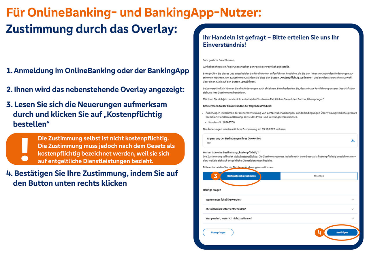 Erklärung wie über das Overlay zusgestimmt werden kann