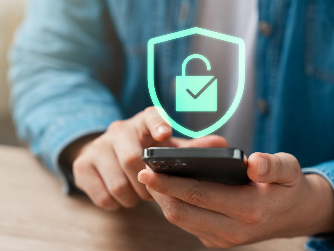 Mann hält Handy in der Hand