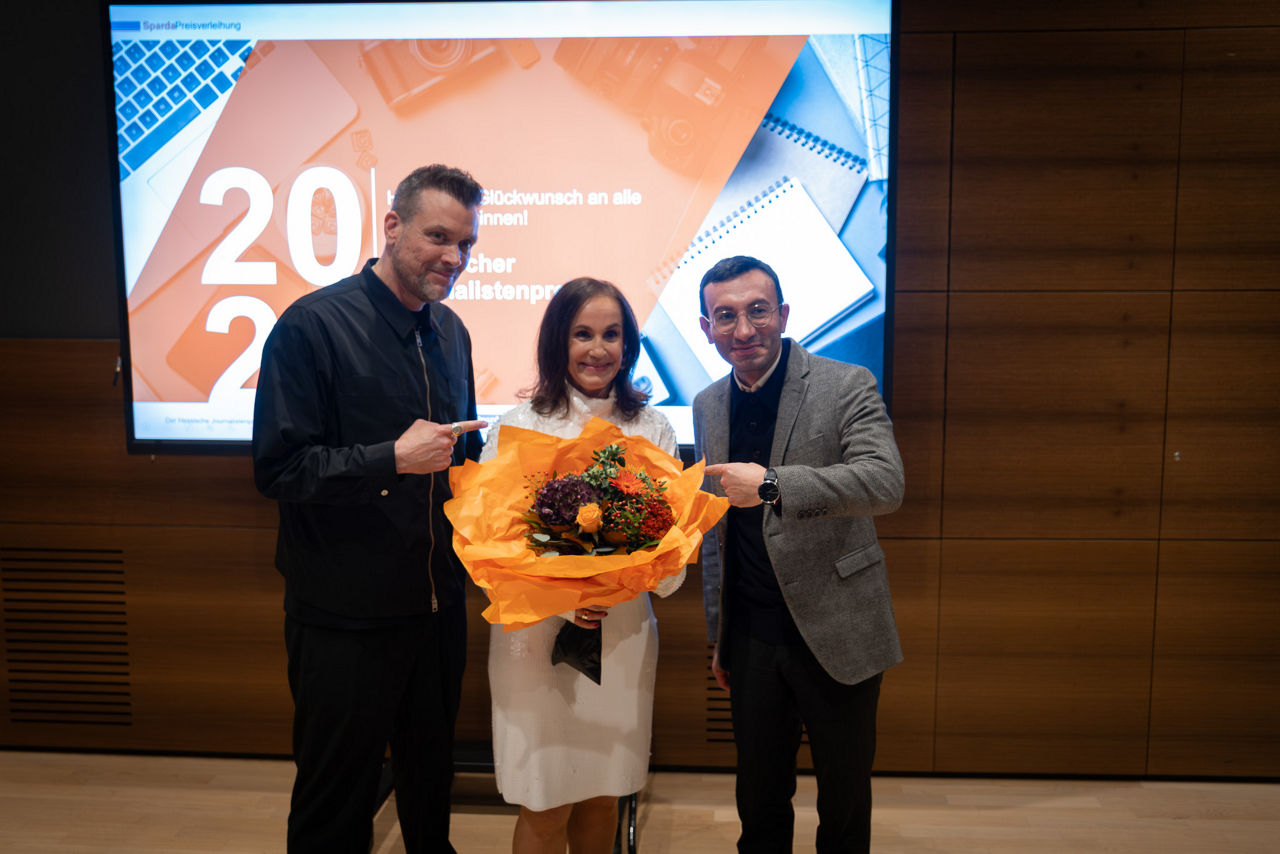 Heike Borufka (Bildmitte) bei ihrer Ehrung