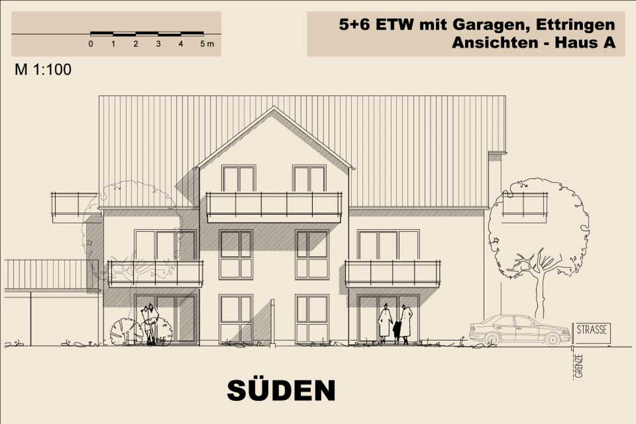 Technische Zeichnung eines Hauses