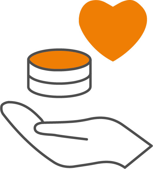 Als Symbol dargestellte Hand mit Prozentzeichen in Handfläche