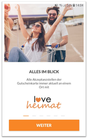 Bildschirm der loveHeimat-App