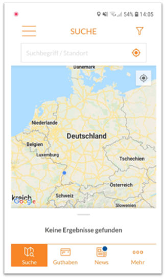 Bildschirm der loveHeimat-App